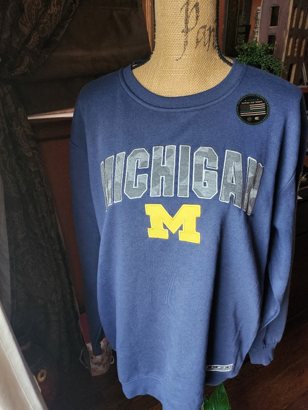 University of Michigan Navy Blue Sweatshirt with Yellow M Logo